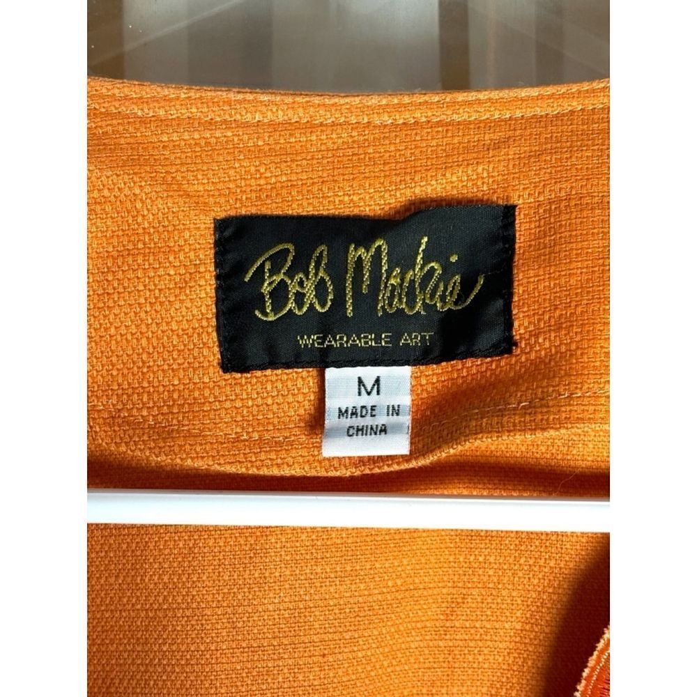Bob Mackie Women’s Medium Orange Embroidered Front Tie Wearable Art Jacket - Picture 11 of 14